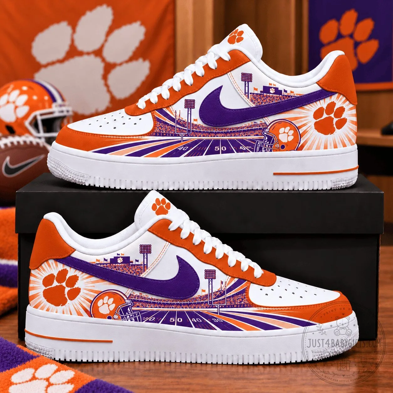 Clemson Tigers Football Team Stadium Custom Printed Athletic Shoes