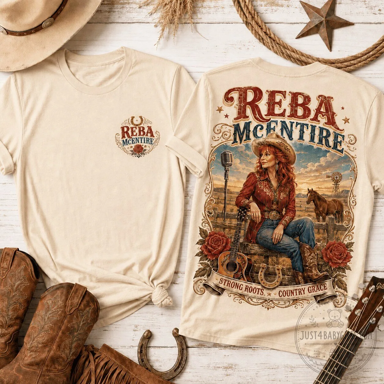 Reba McEntire Strong Roots Country Grace Western Cowgirl T-Shirt
