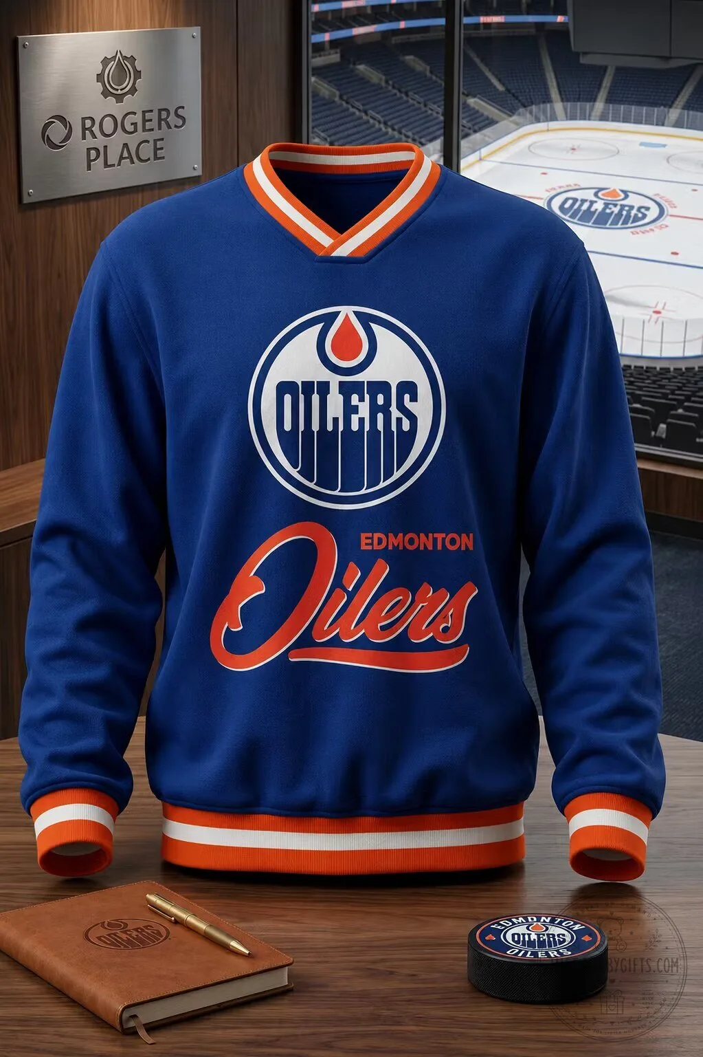 Edmonton Oilers Vintage Logo Blue Hockey Team Fan Sweatshirt