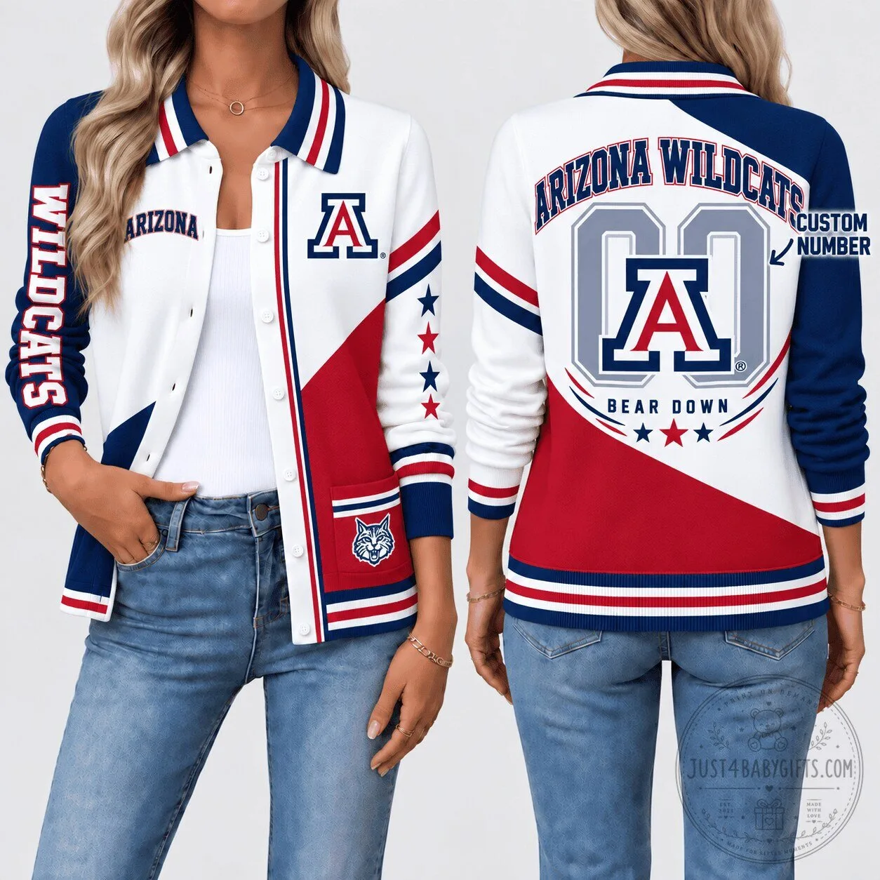 Arizona Wildcats NCAA College Sports Team Women's Bomber Jacket