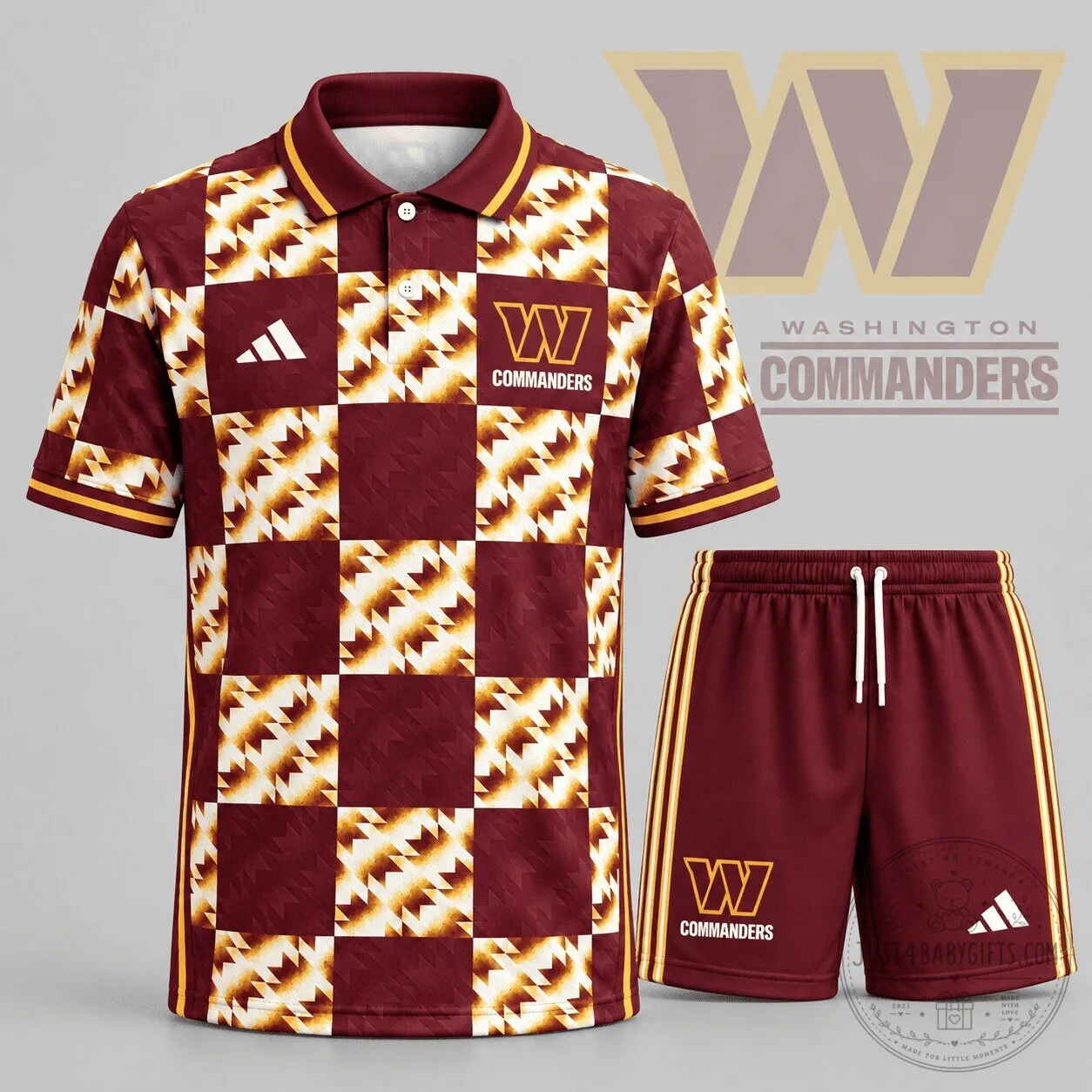 Washington Commanders NFL Elite Game Day Polo Shirt and Shorts Set