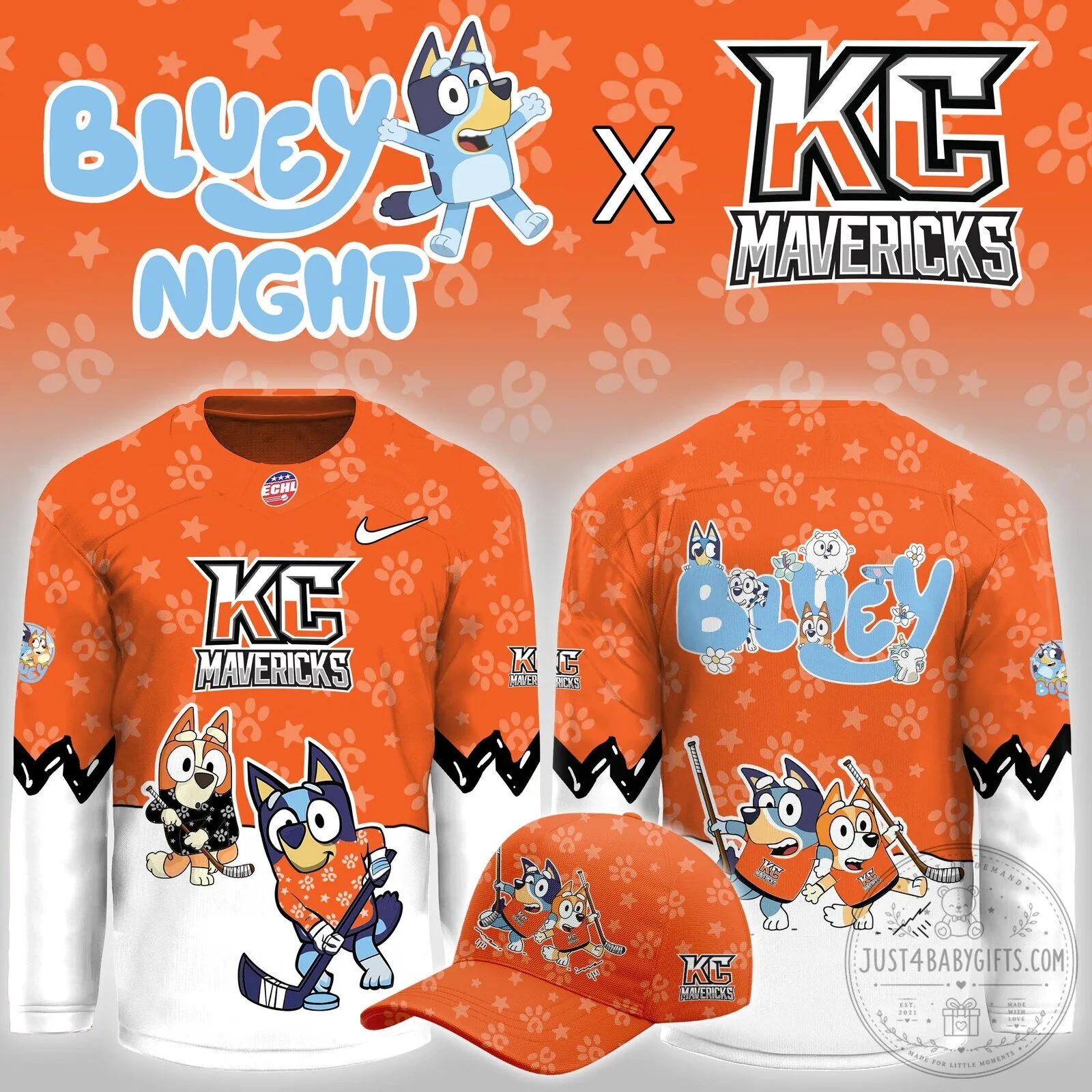 Bluey and Bingo Kansas City Mavericks Hockey Jersey