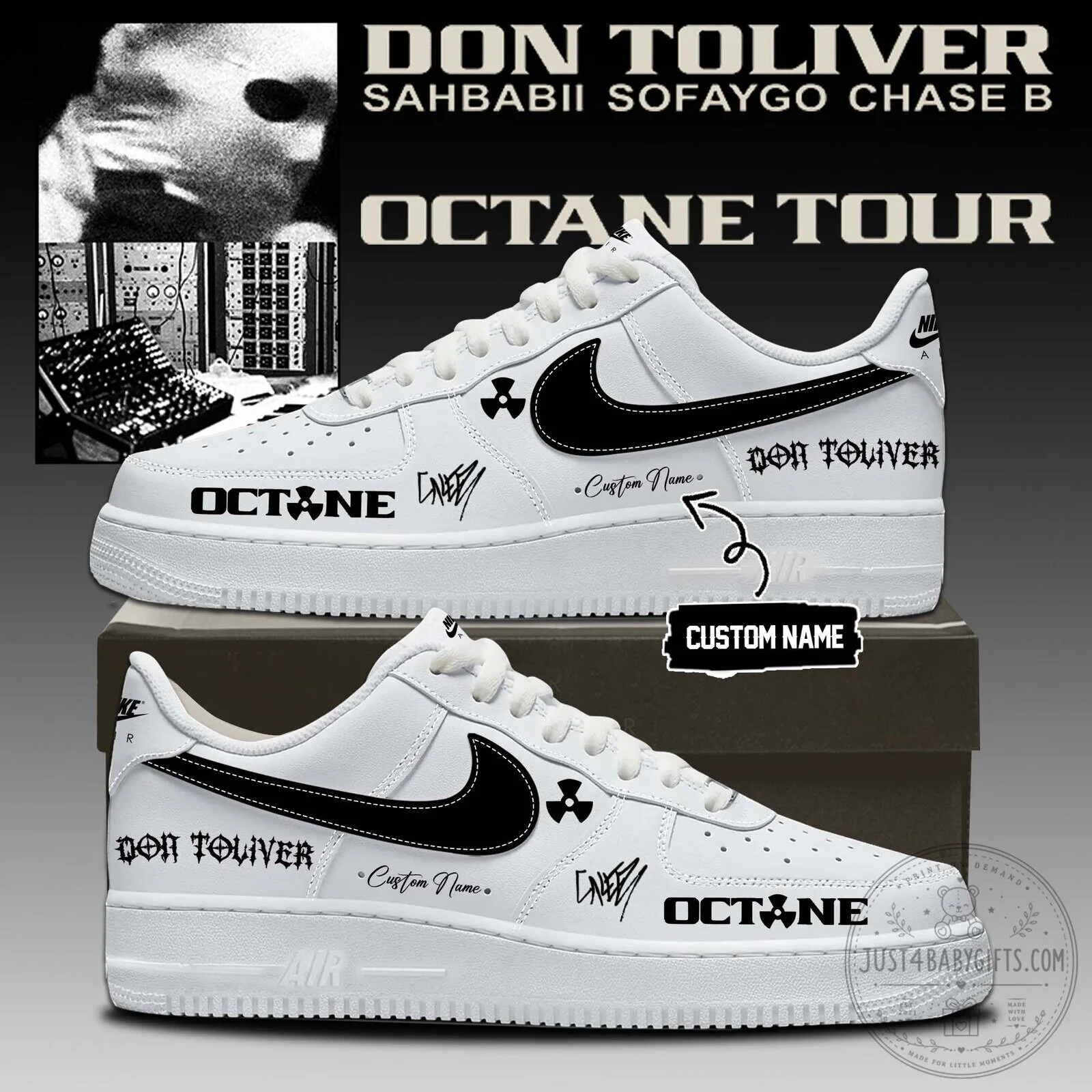 Don Toliver Octane Tour Custom Name White Sneakers Shoes