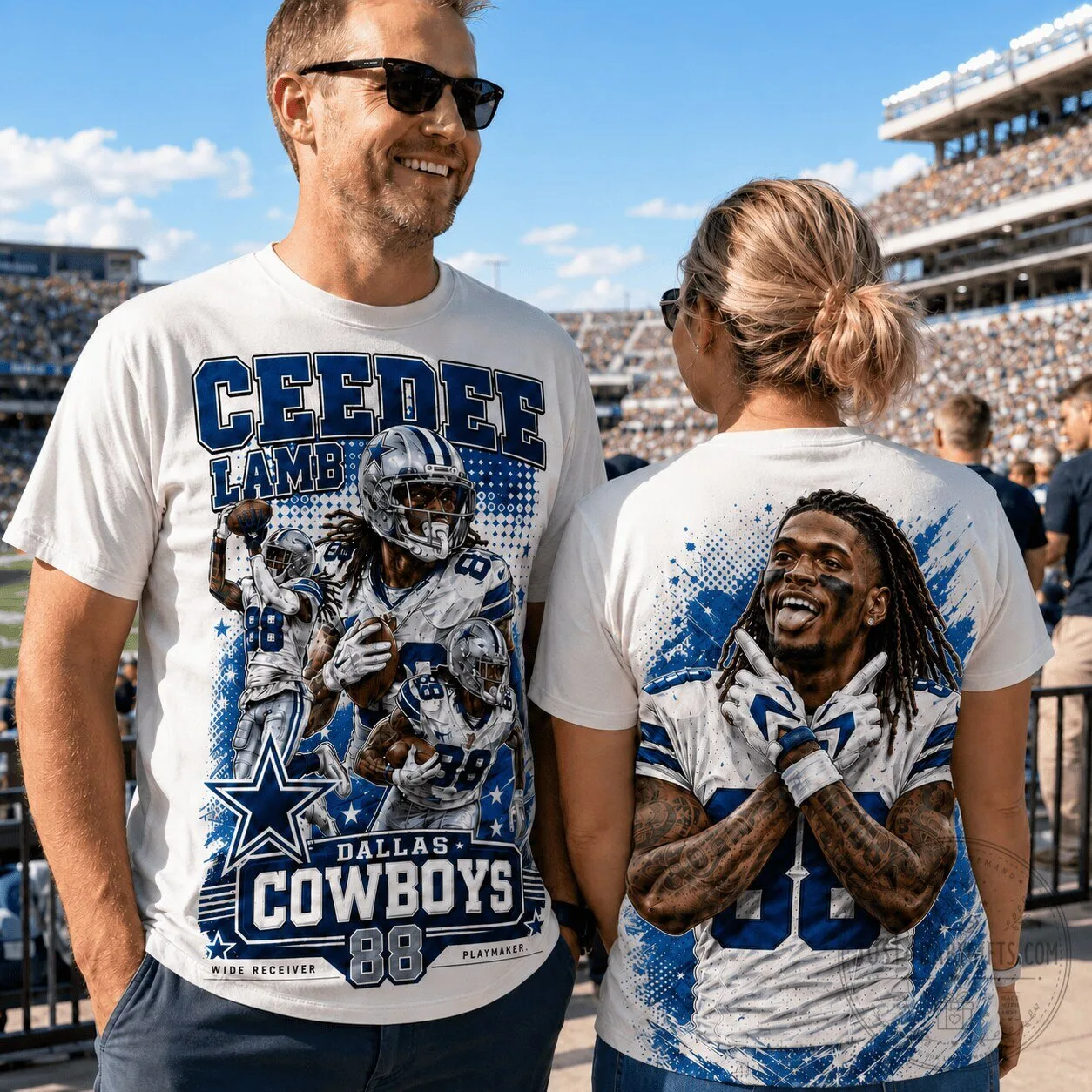 Graphic T-Shirt Featuring CeeDee Lamb of the Dallas Cowboys Football Team