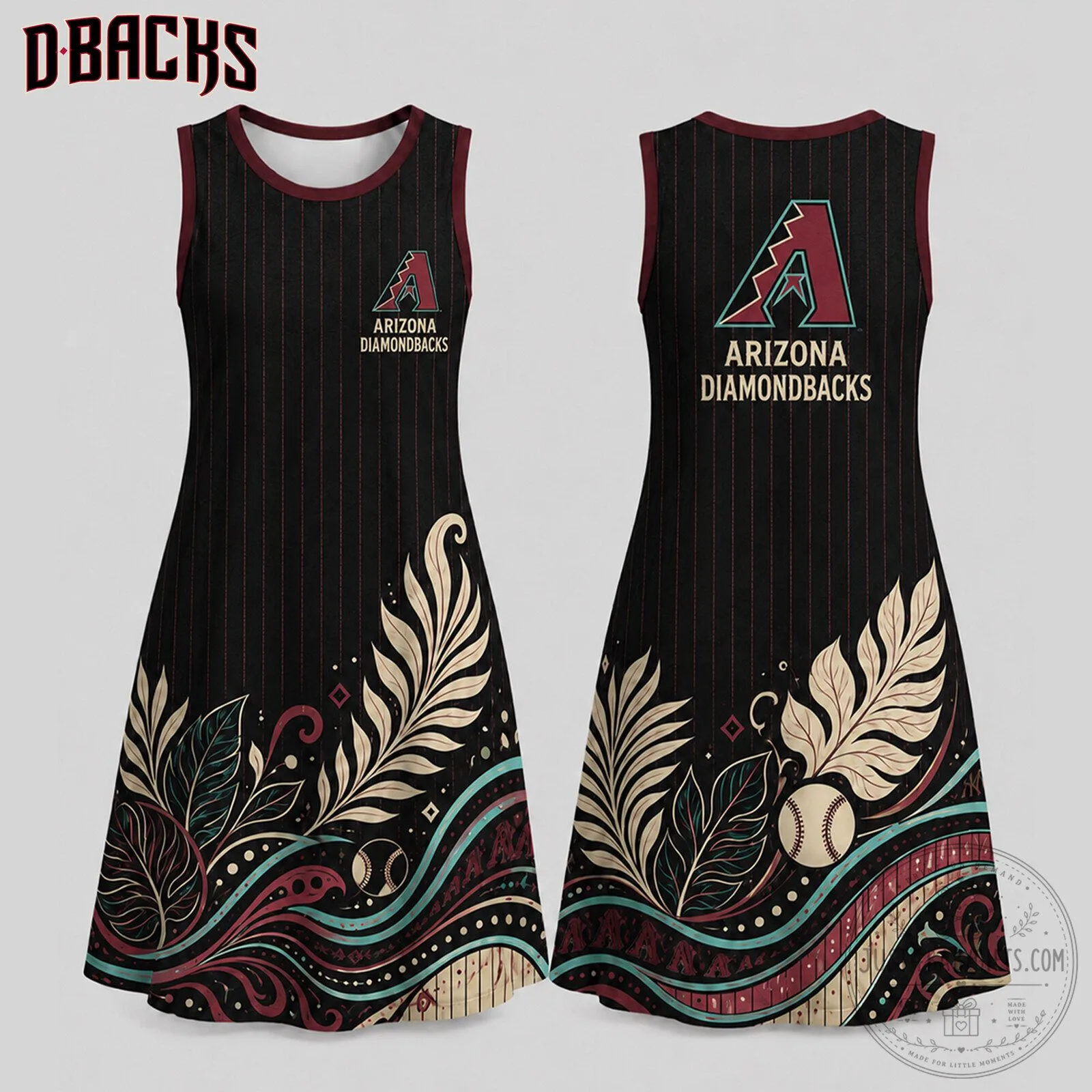 Arizona Diamondbacks Floral Print Sleeveless Dress for Women