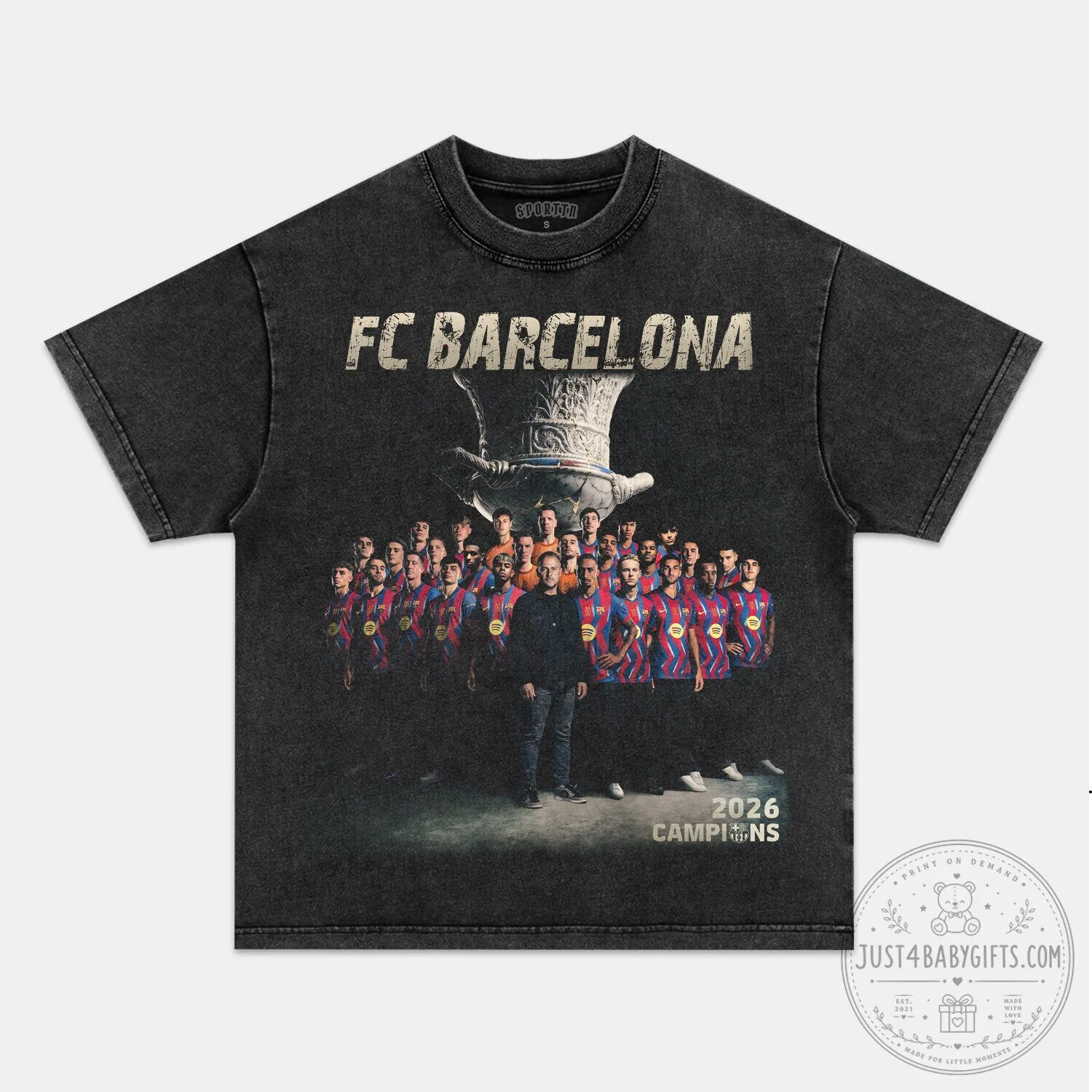 FC Barcelona 2026 Champions Supercopa Washed Black T-Shirt 2 FC Barcelona 2026 Champions Supercopa Washed Black T-Shirt