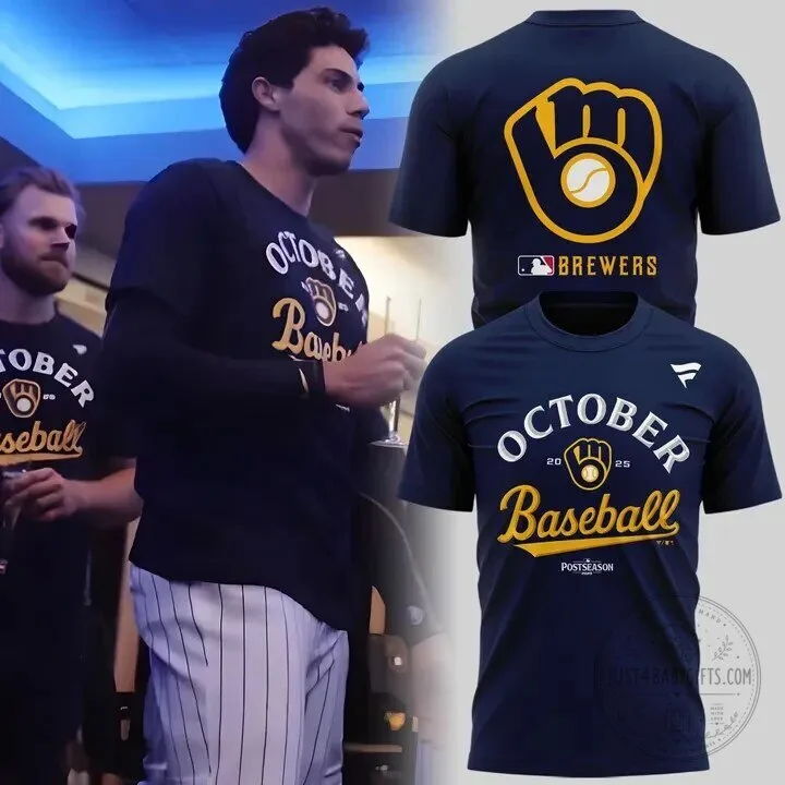 Milwaukee Brewers October Baseball 2025 Postseason Navy Blue T-Shirt