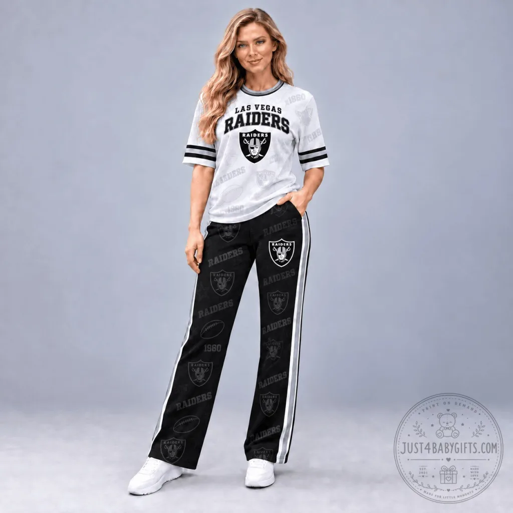 Las Vegas Raiders National Football League Team Logo Black and White Womens Pants Las Vegas Raiders National Football League Team Logo Black and White Womens Pants
