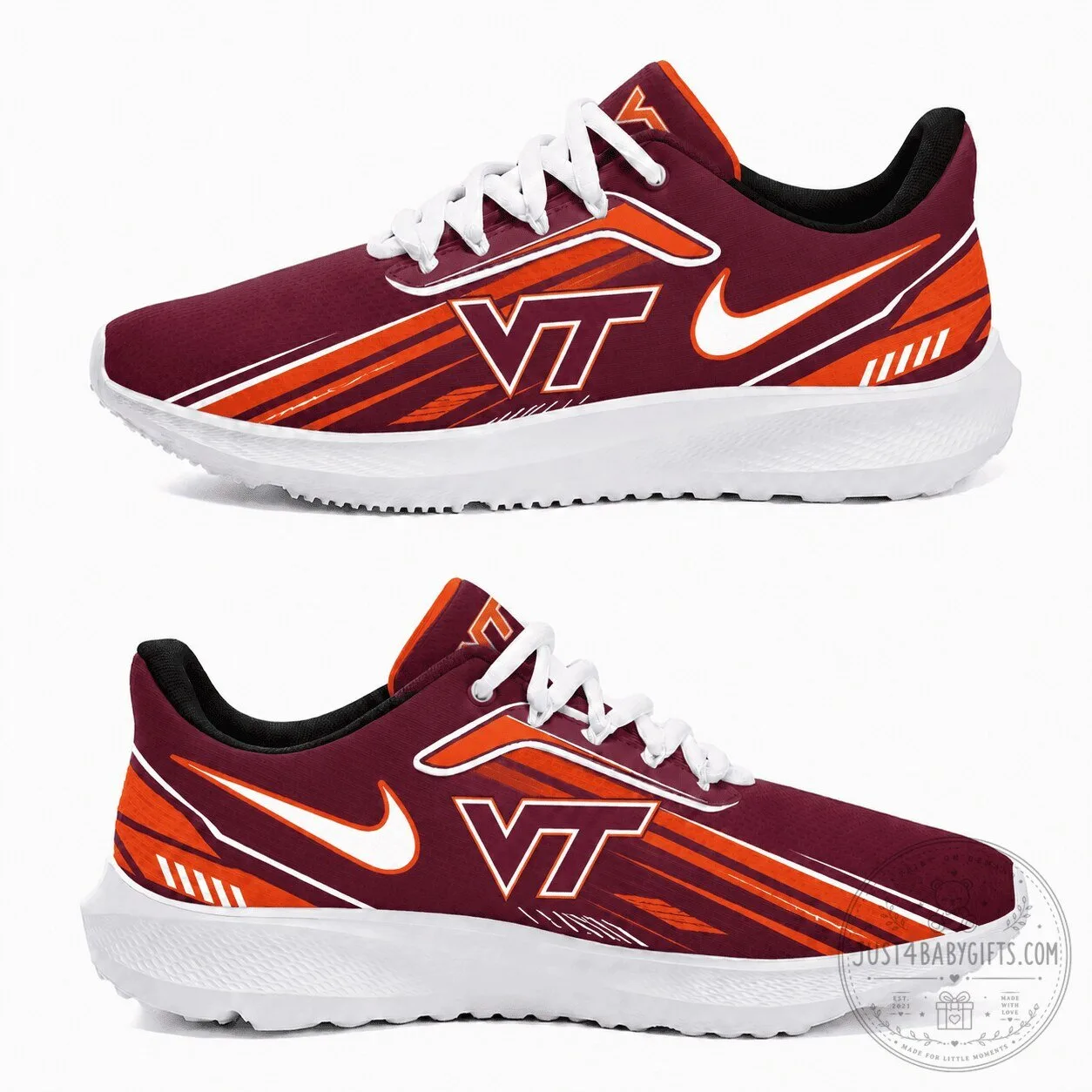 Custom Printed Running Shoes for Virginia Tech Hokies