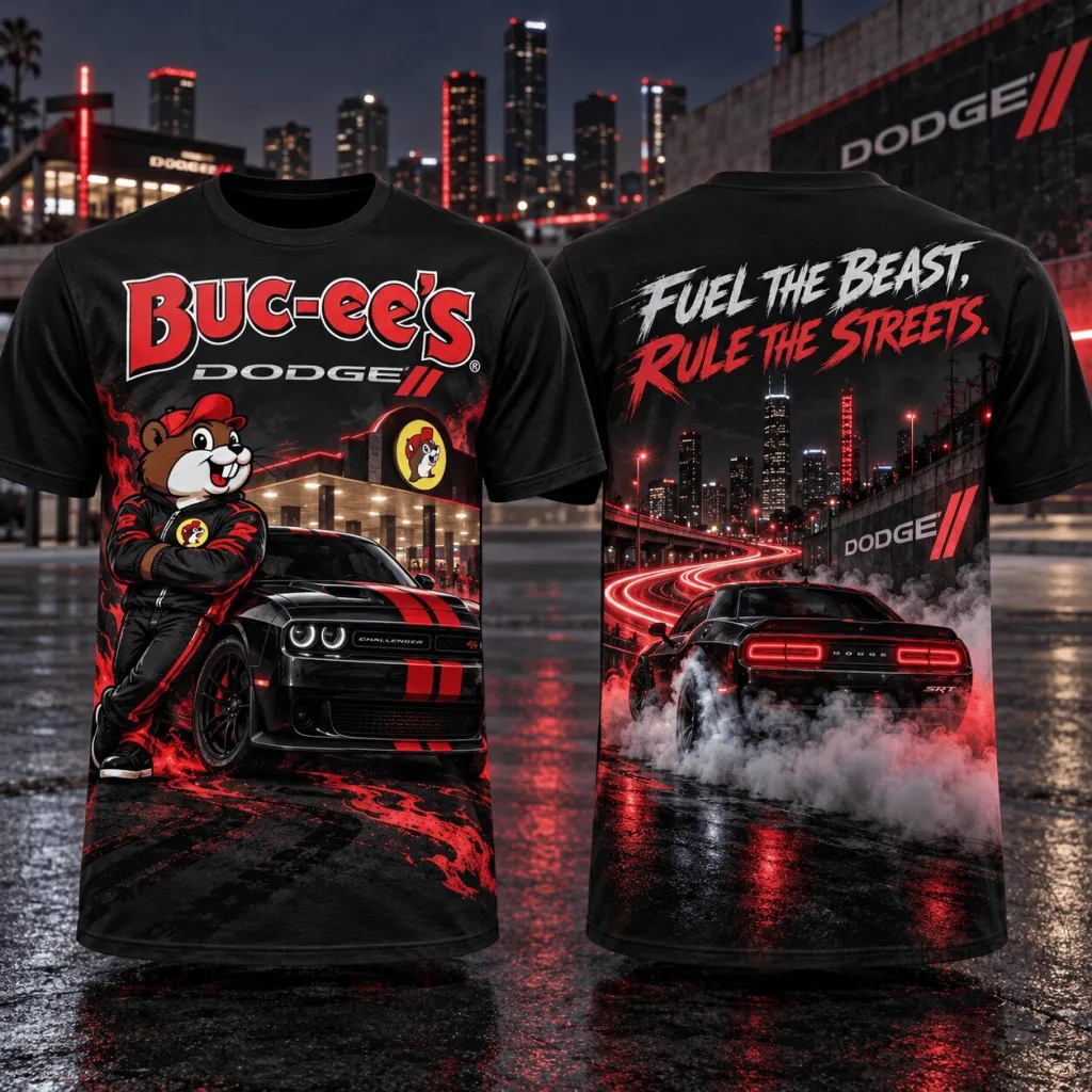 Buc-ee's Dodge Challenger Muscle Car Fuel The Beast Rule The Streets T-Shirt