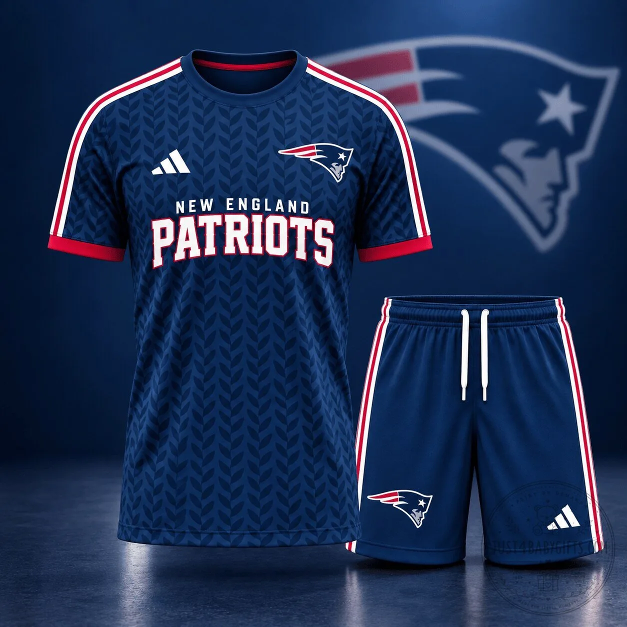 New England Patriots Football Team Pattern Jersey and Shorts Set