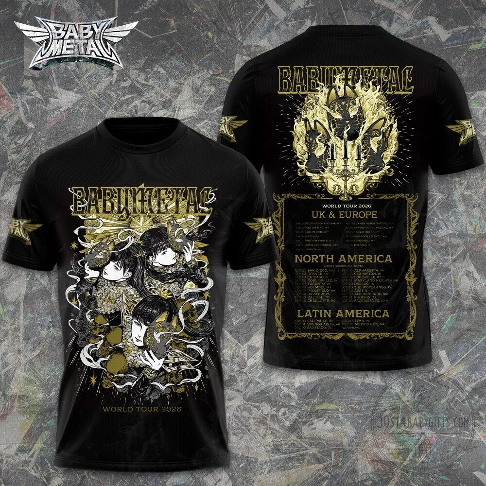 Babymetal World Tour 2026 Band Concert Black Graphic T-Shirt