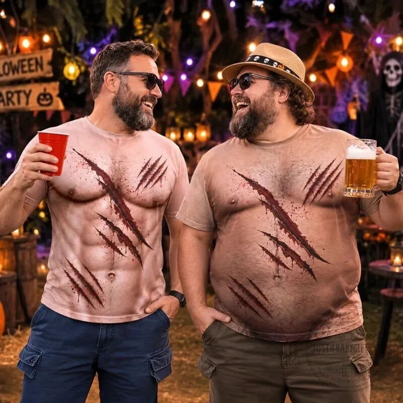Funny Halloween Shirt Ripped Chest Wolverine Claw Marks T-Shirt