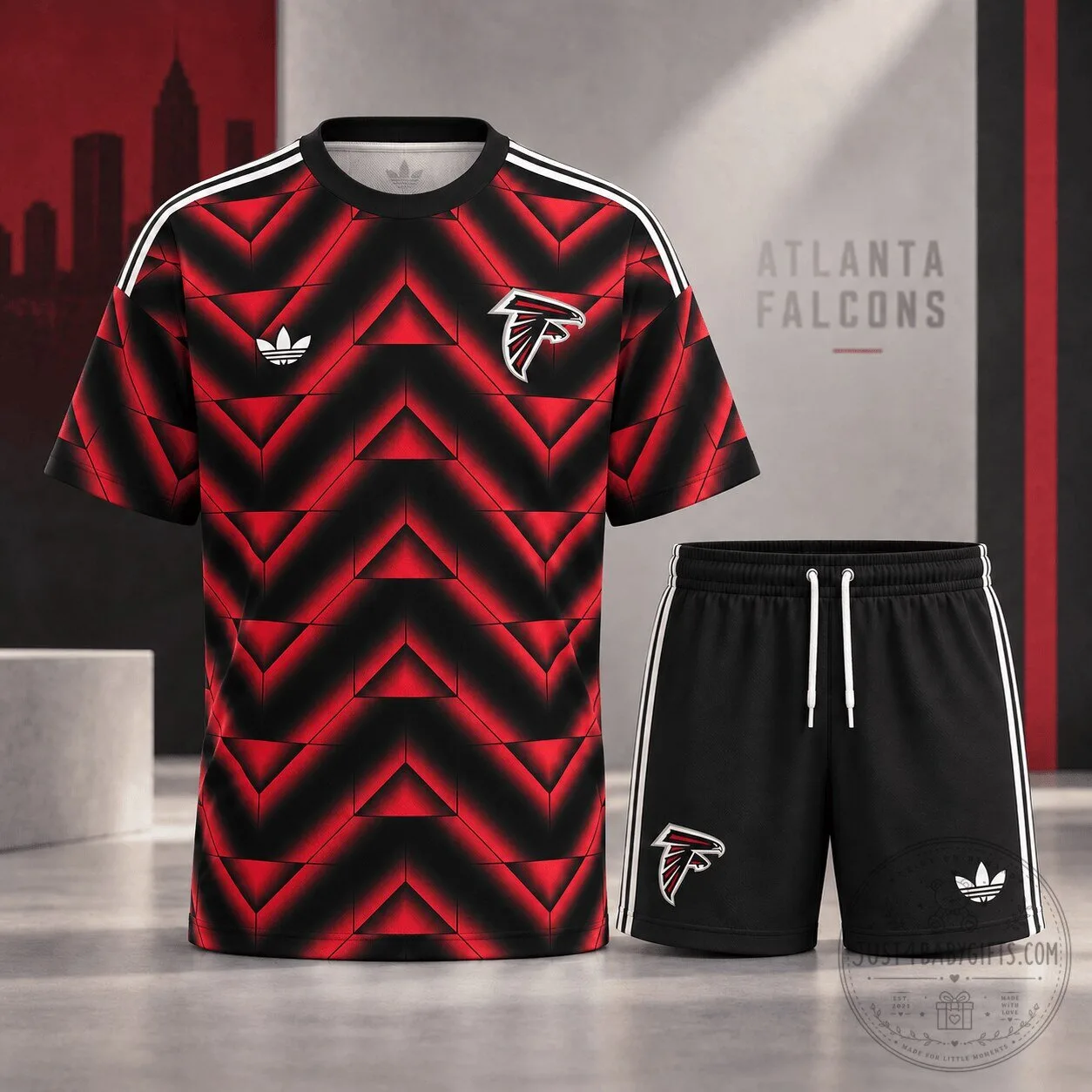 Atlanta Falcons Shirt and Shorts Set Geometric Performance Apparel