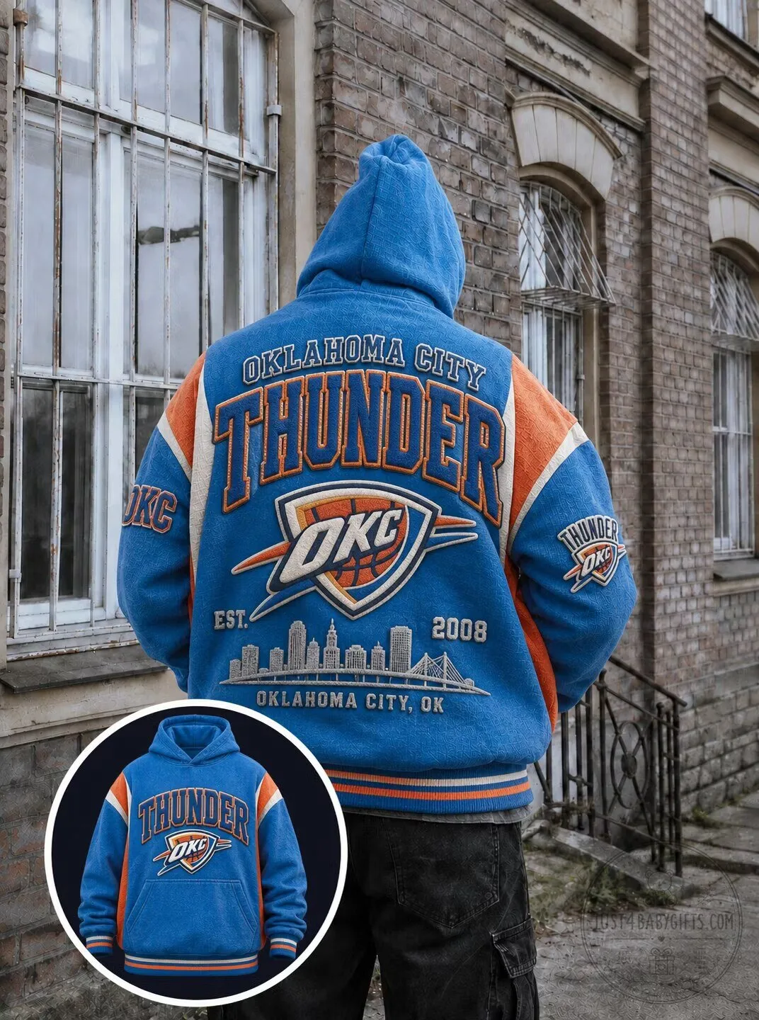 Oklahoma City Thunder Established 2008 Skyline Embroidered Hoodie