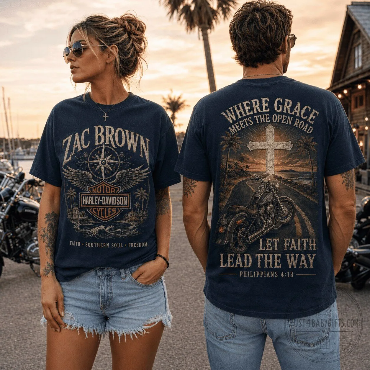 Zac Brown Harley Davidson Shirt Southern Soul Freedom Faith Motorcycle T-Shirt 2 Zac Brown Harley Davidson Shirt Southern Soul Freedom Faith Motorcycle T-Shirt