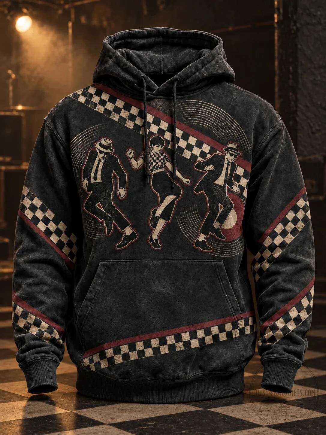 Ska Revival Style Checkered Pattern Music Fan Hoodie