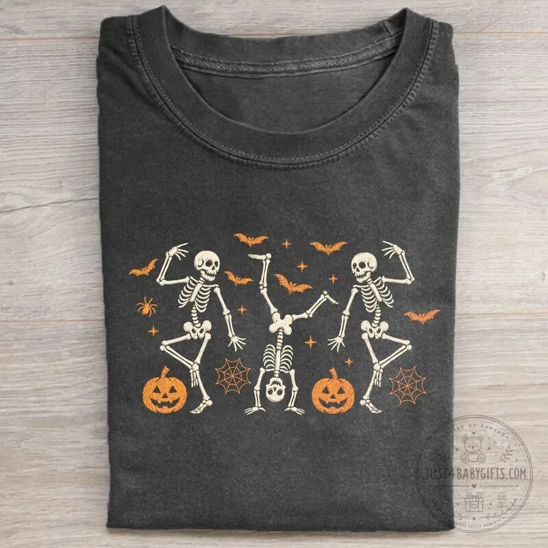 Dancing Skeletons Halloween Party Graphic Print T-Shirt