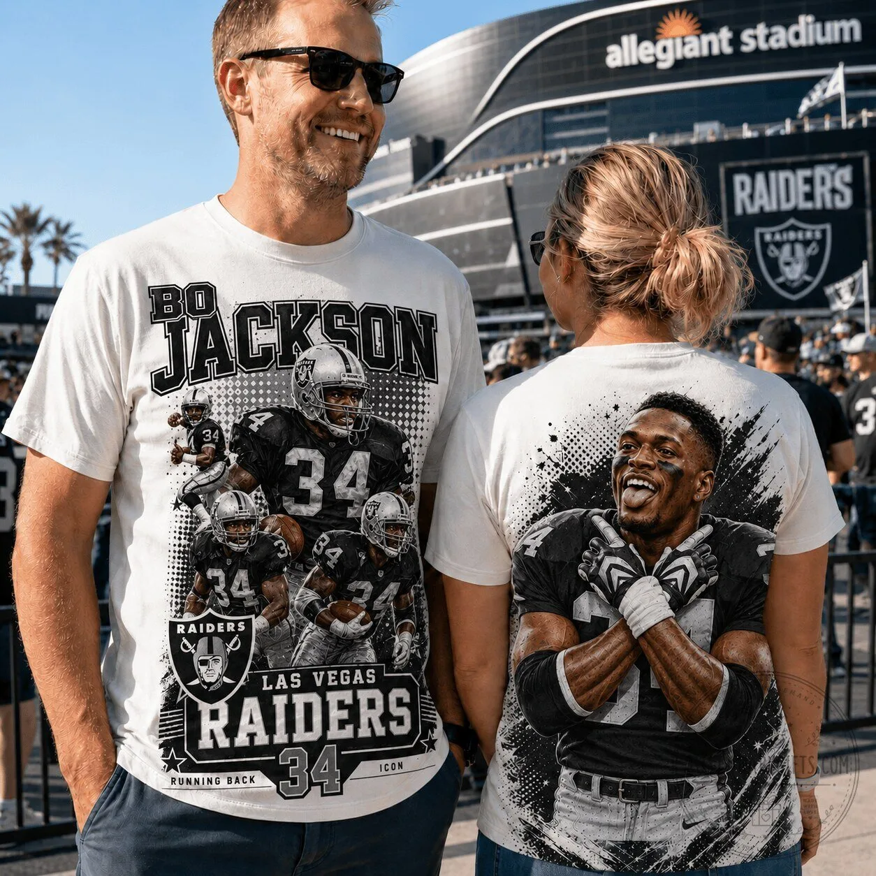 Las Vegas Raiders Football Bo Jackson Running Back Number 34 T-Shirt