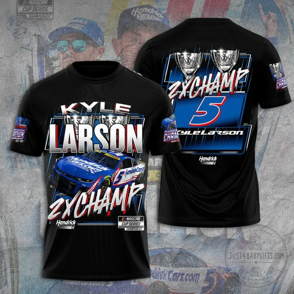 Kyle Larson NASCAR Cup Series Champion 2X Black T-Shirt