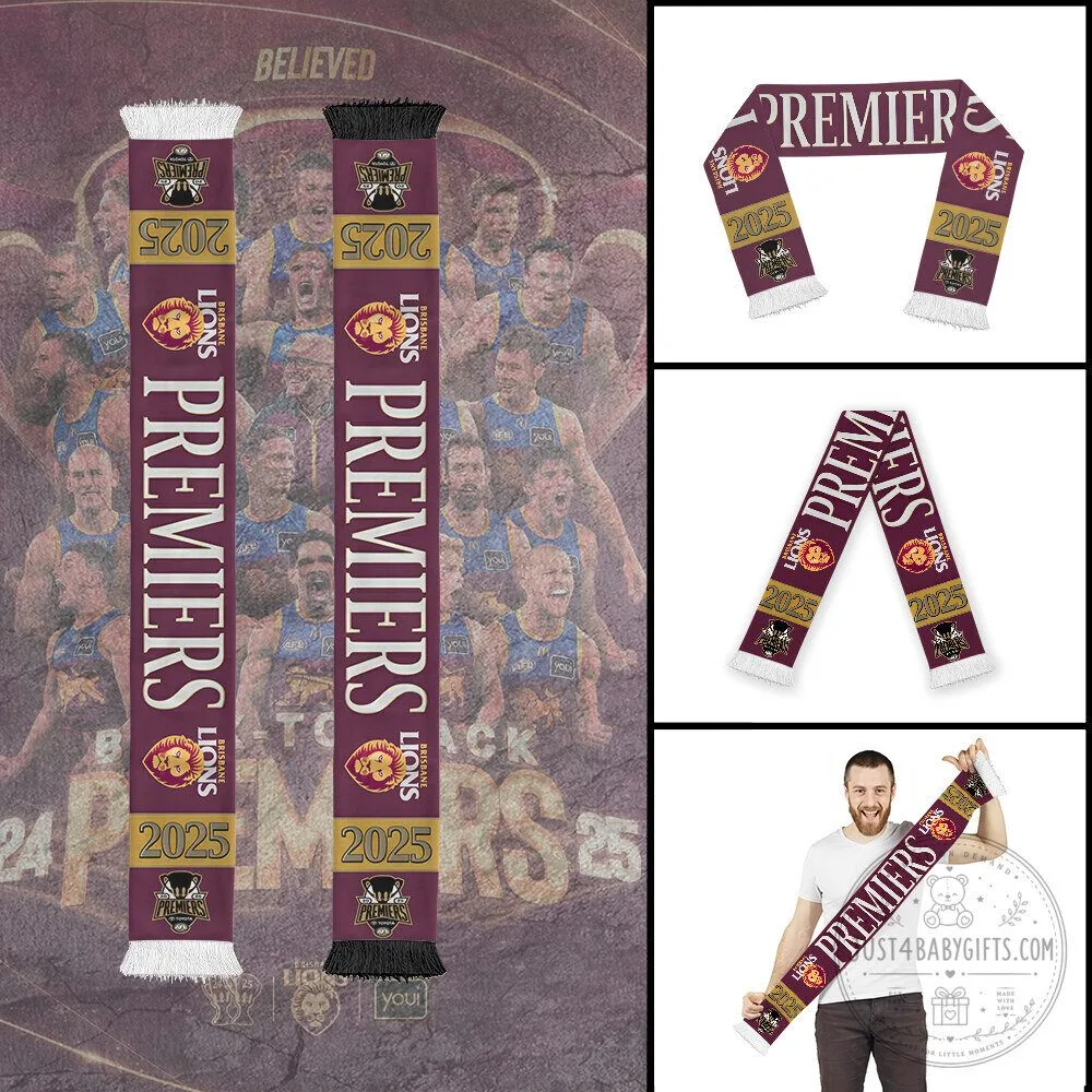 Brisbane Lions Premiers 2025 AFL Football Fan Scarf