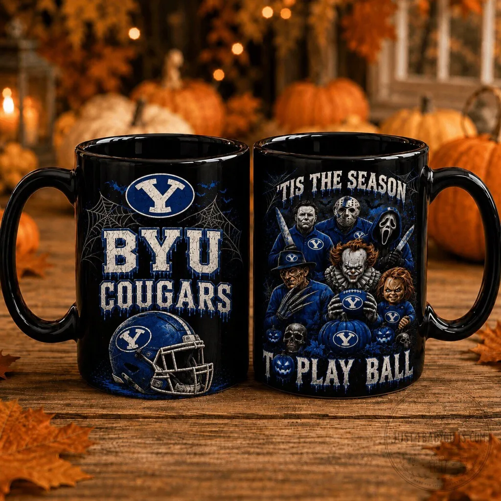 BYU Cougars Halloween Slasher Horror Movie Characters Football Mug BYU Cougars Halloween Slasher Horror Movie Characters Football Mug