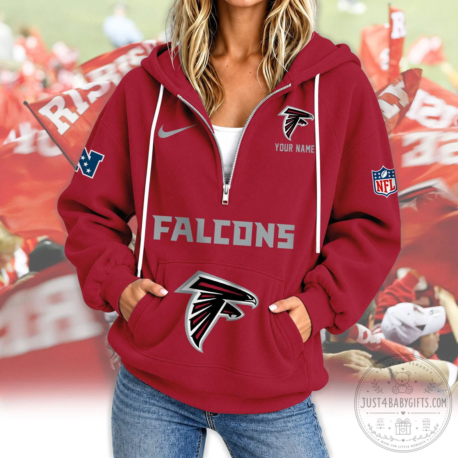 Atlanta Falcons National Football League Women's Half-Zip Hoodie