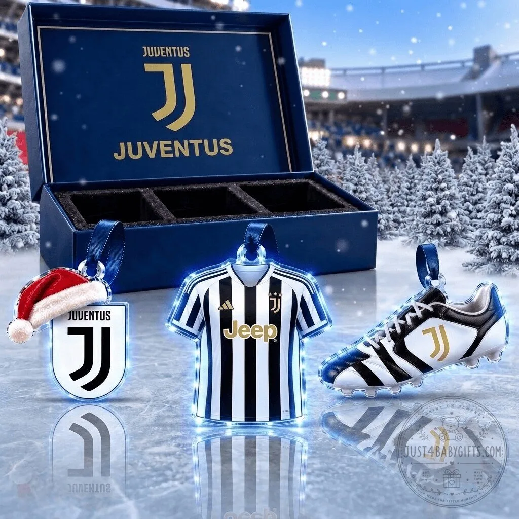 Juventus Football Club Team Logo Jersey Shoe Christmas Tree Ornament Set