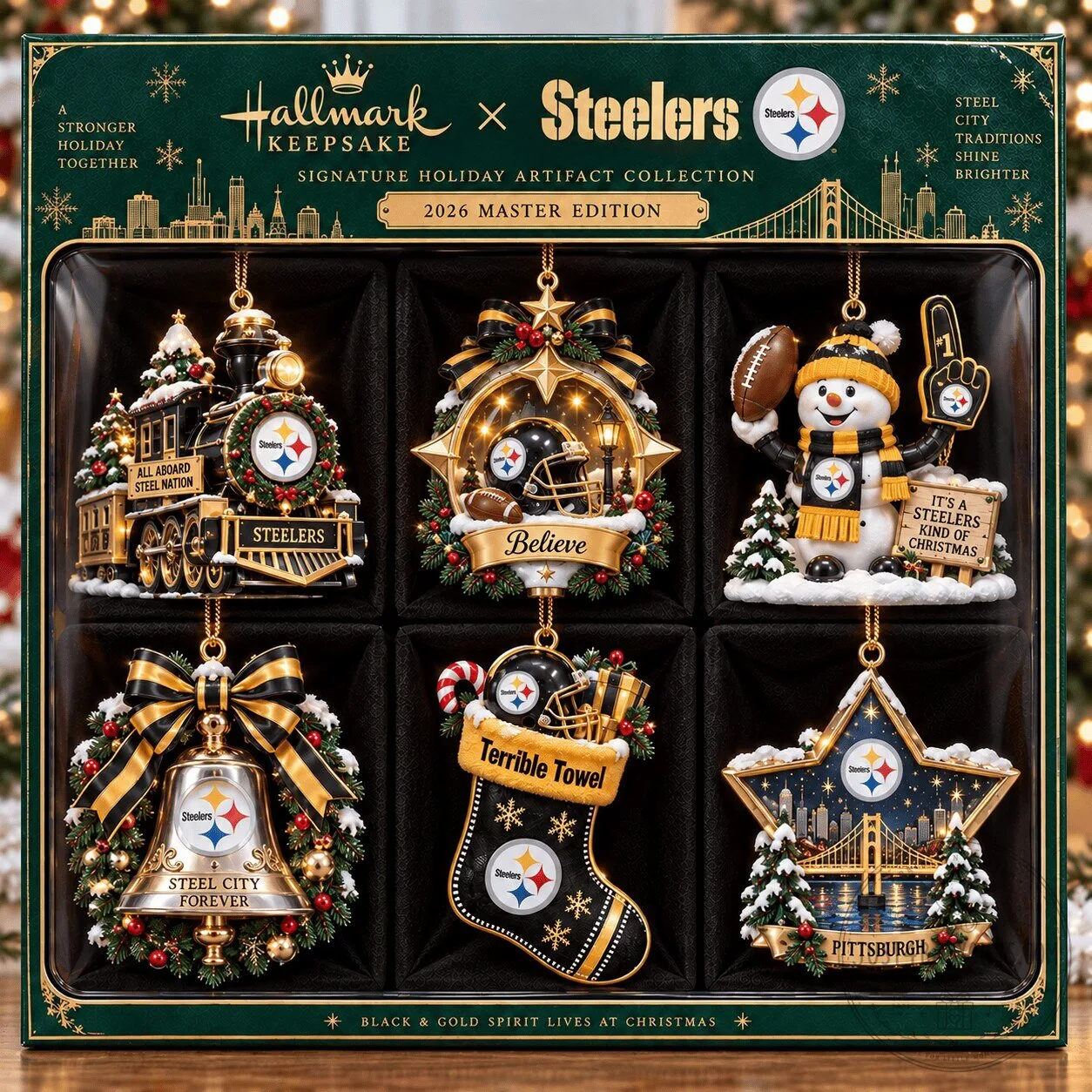 Pittsburgh Steelers Hallmark Christmas Keepsake Ornament Collection Set
