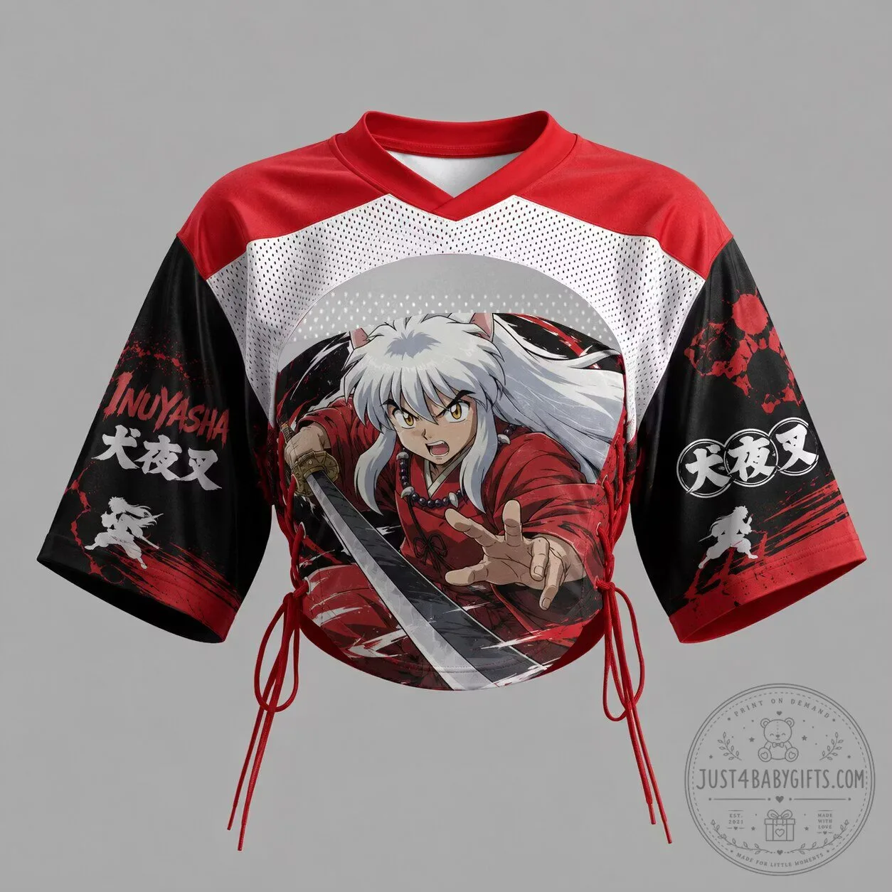 Inuyasha Anime Character Graphic Print Short Sleeve Crop Top T-Shirt for Women