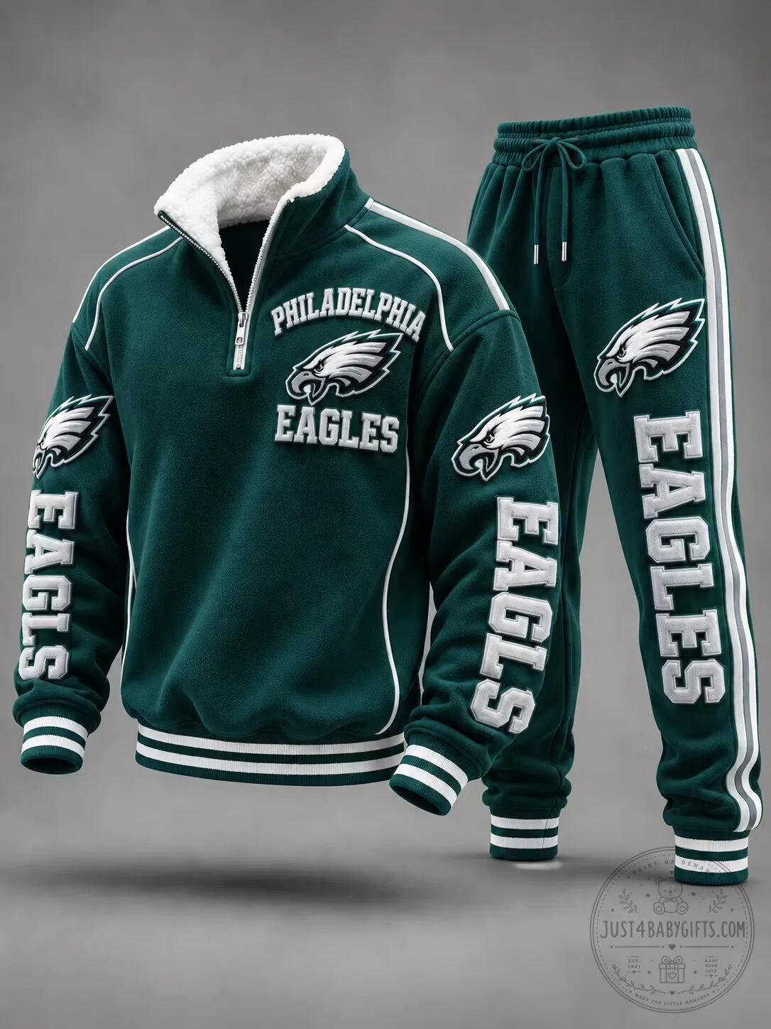 Philadelphia Eagles Quarter-Zip Fleece Pullover and Sweatpants Tracksuit