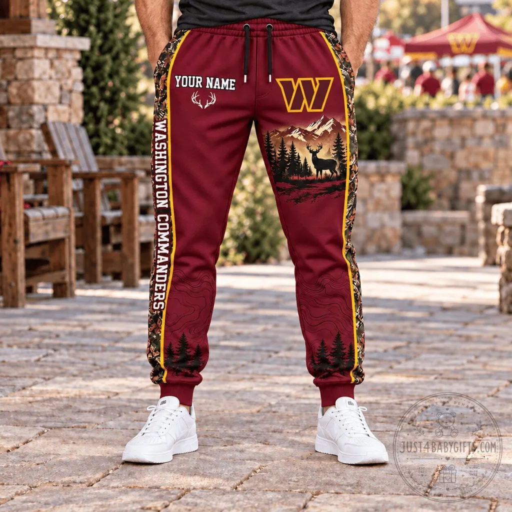 Washington Commanders Deer Hunting Custom Name Maroon Jogger Pants