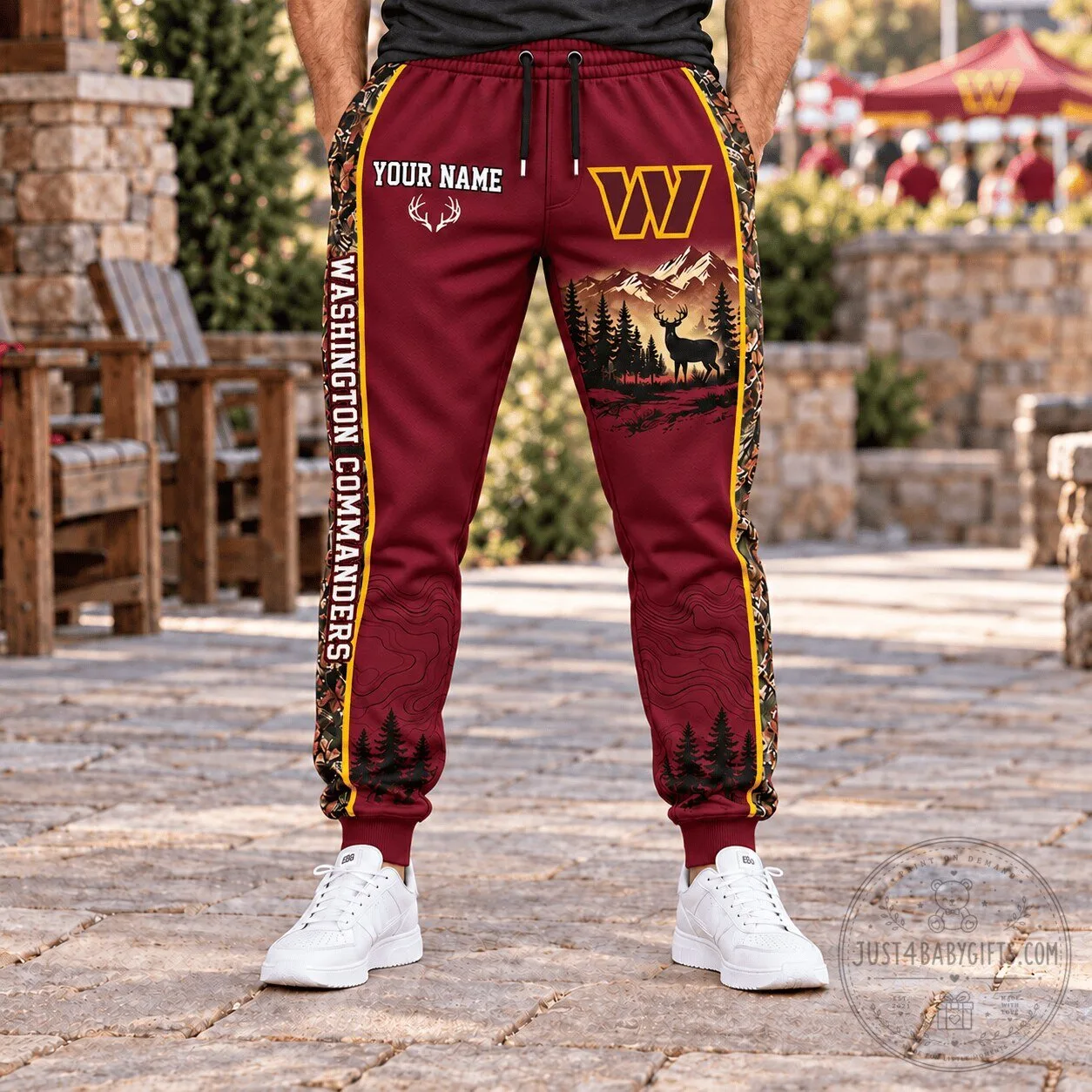 Washington Commanders Deer Hunting Custom Name Maroon Jogger Pants
