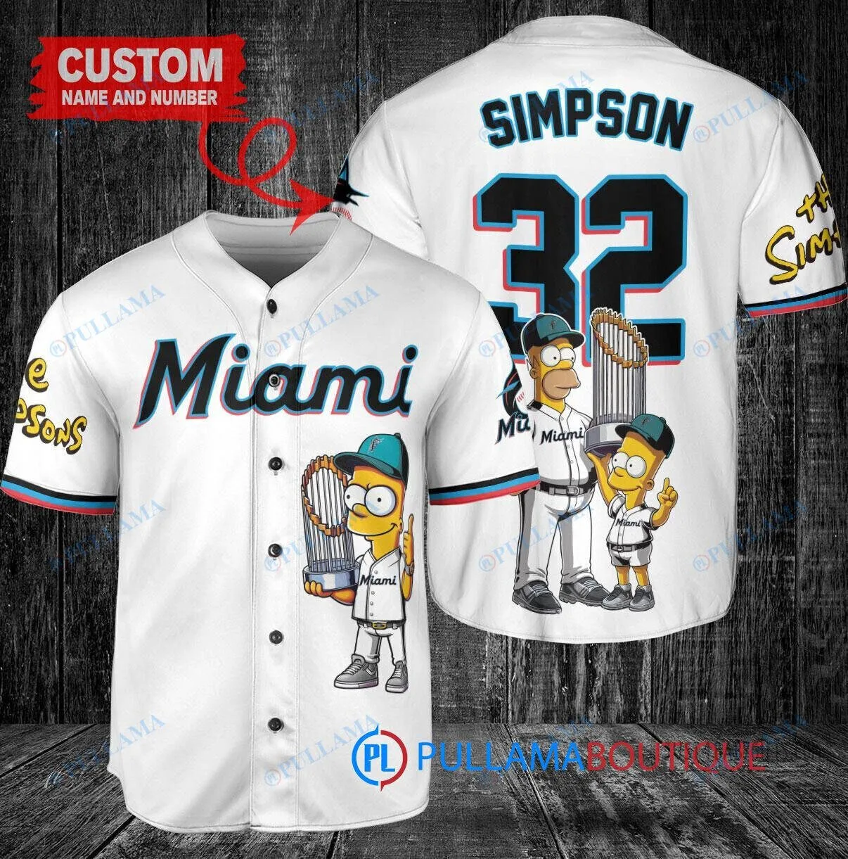 Miami Marlins Baseball Simpson Family World Series Champions Baseball Jersey