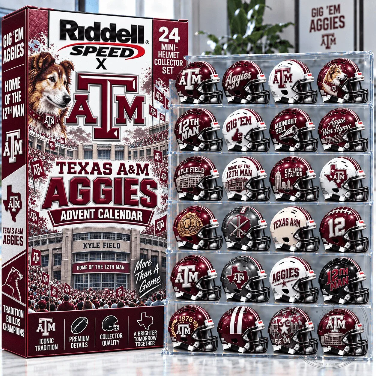 Texas A&M Aggies Riddell Speed Mini Helmet Advent Calendar
