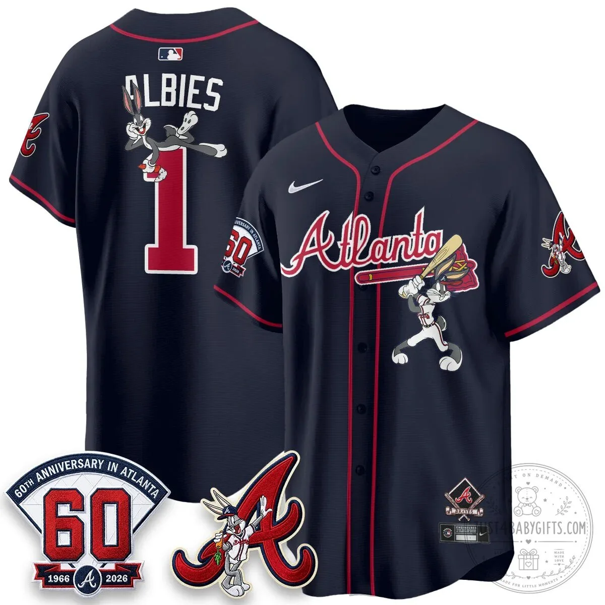 Atlanta Braves Ozzie Albies Bugs Bunny Baseball Jersey
