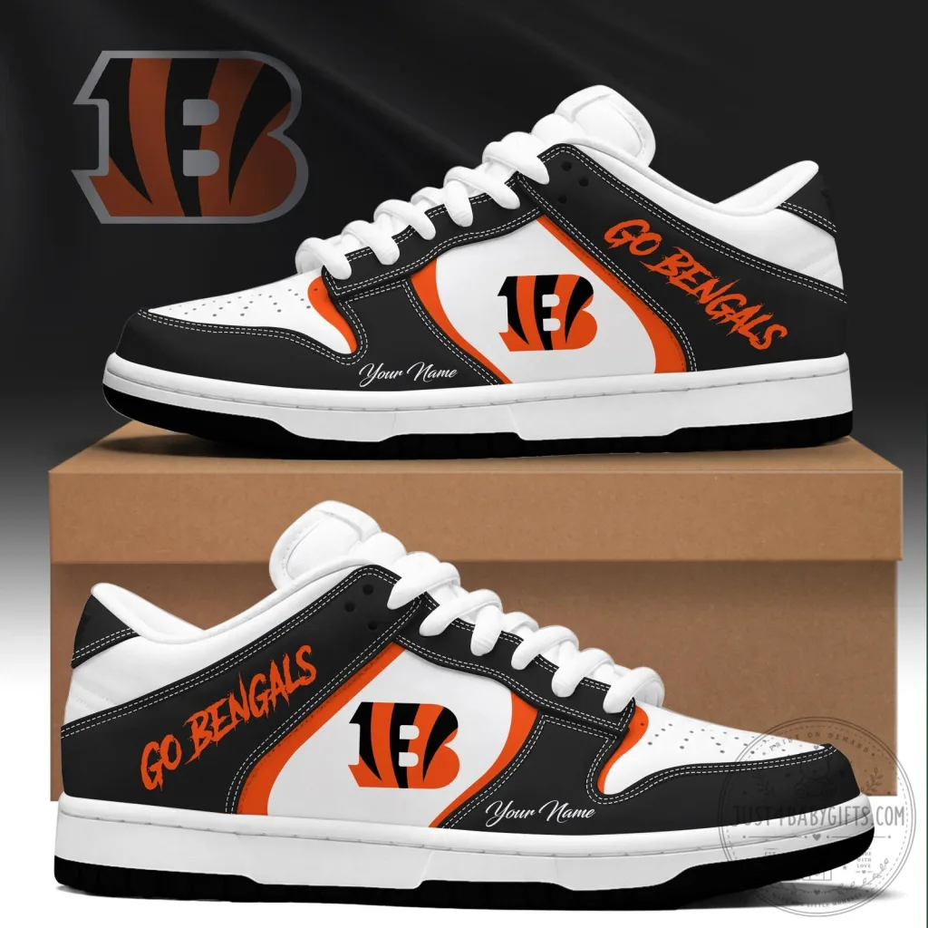Cincinnati Bengals Black Orange Custom Name And Number Fan Shoes Cincinnati Bengals Black Orange Custom Name And Number Fan Shoes