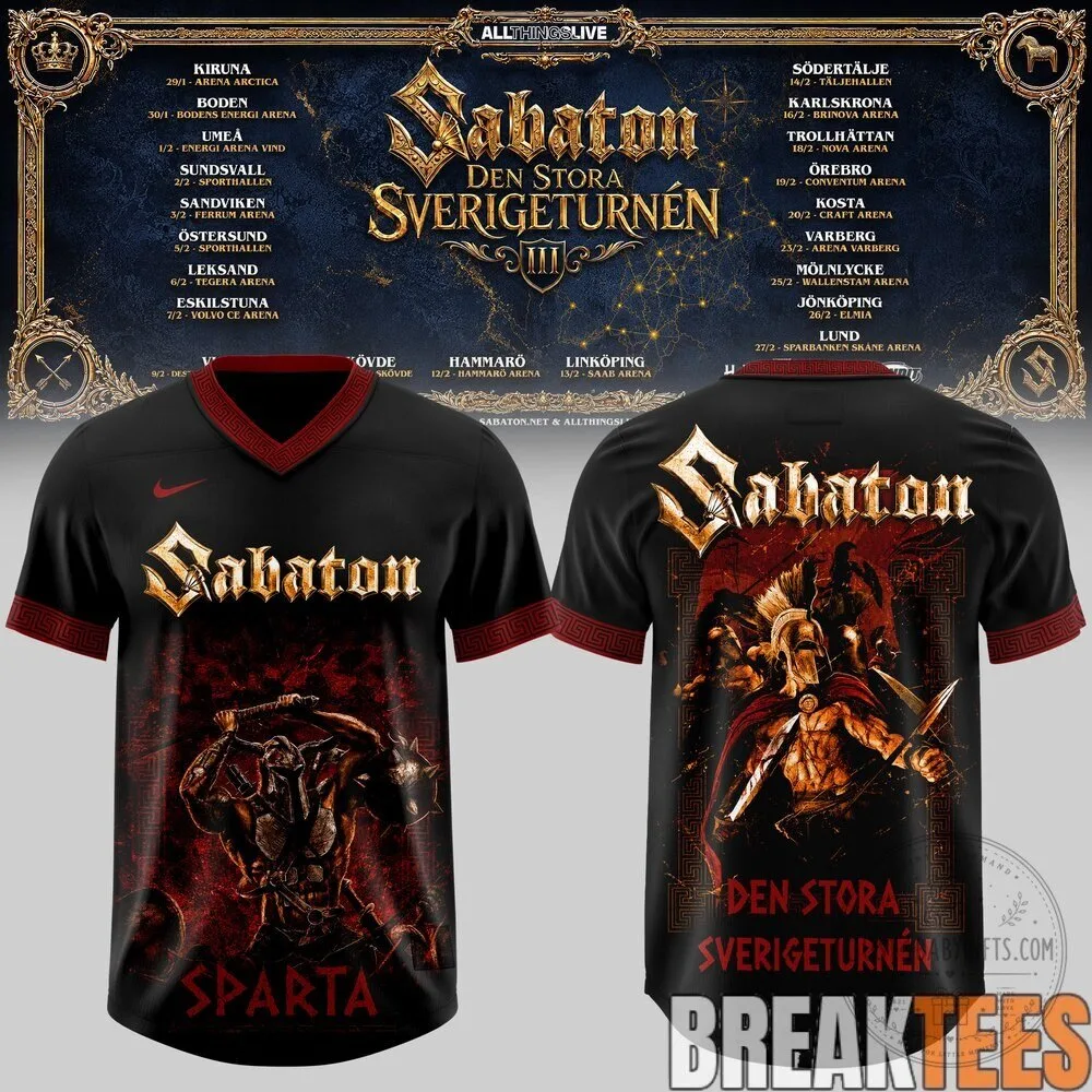 Sabaton The Great Sweden Tour 2027 Heavy Metal Band Football Jersey