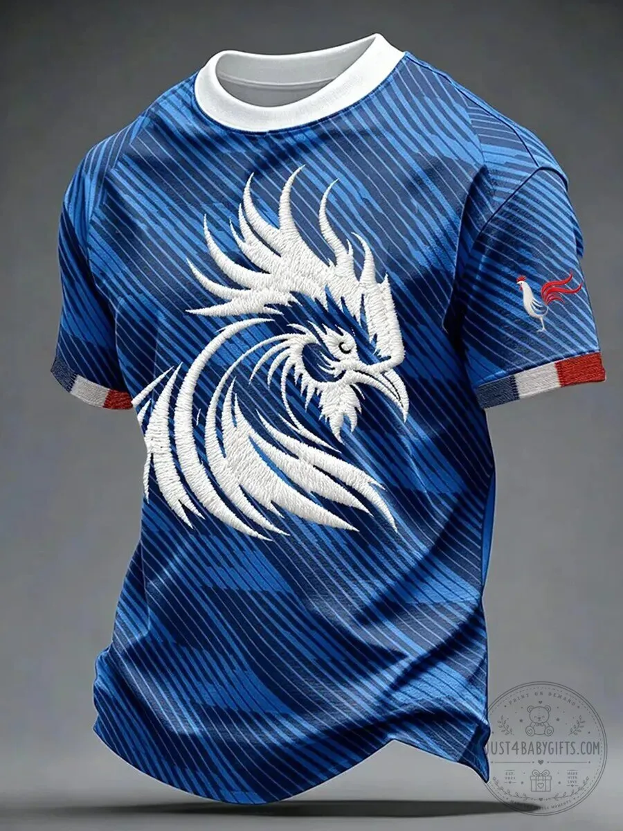 France Football Rooster Emblem Blue Striped Jersey