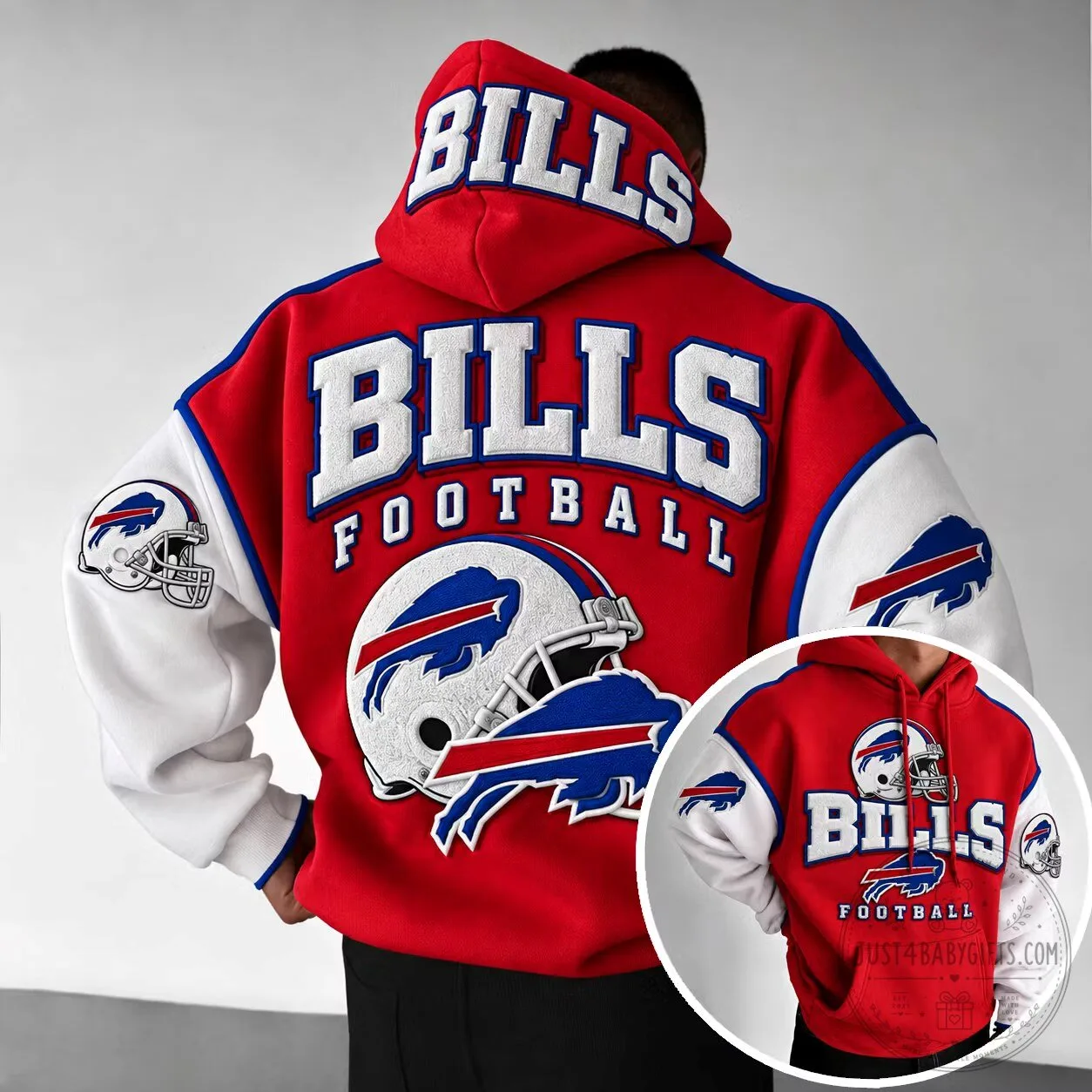 Buffalo Bills Football Team Red and White Fan Hoodie