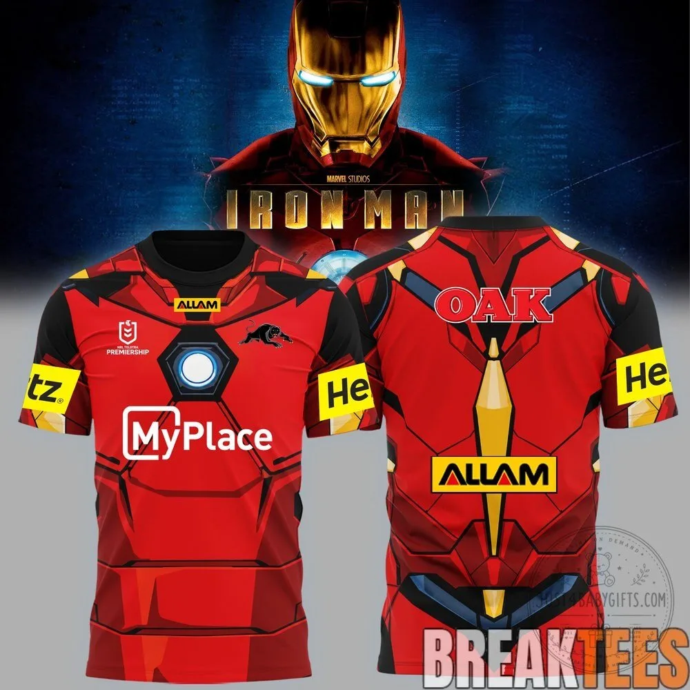 Penrith Panthers Rugby League Iron Man Marvel Comics Superhero Jersey