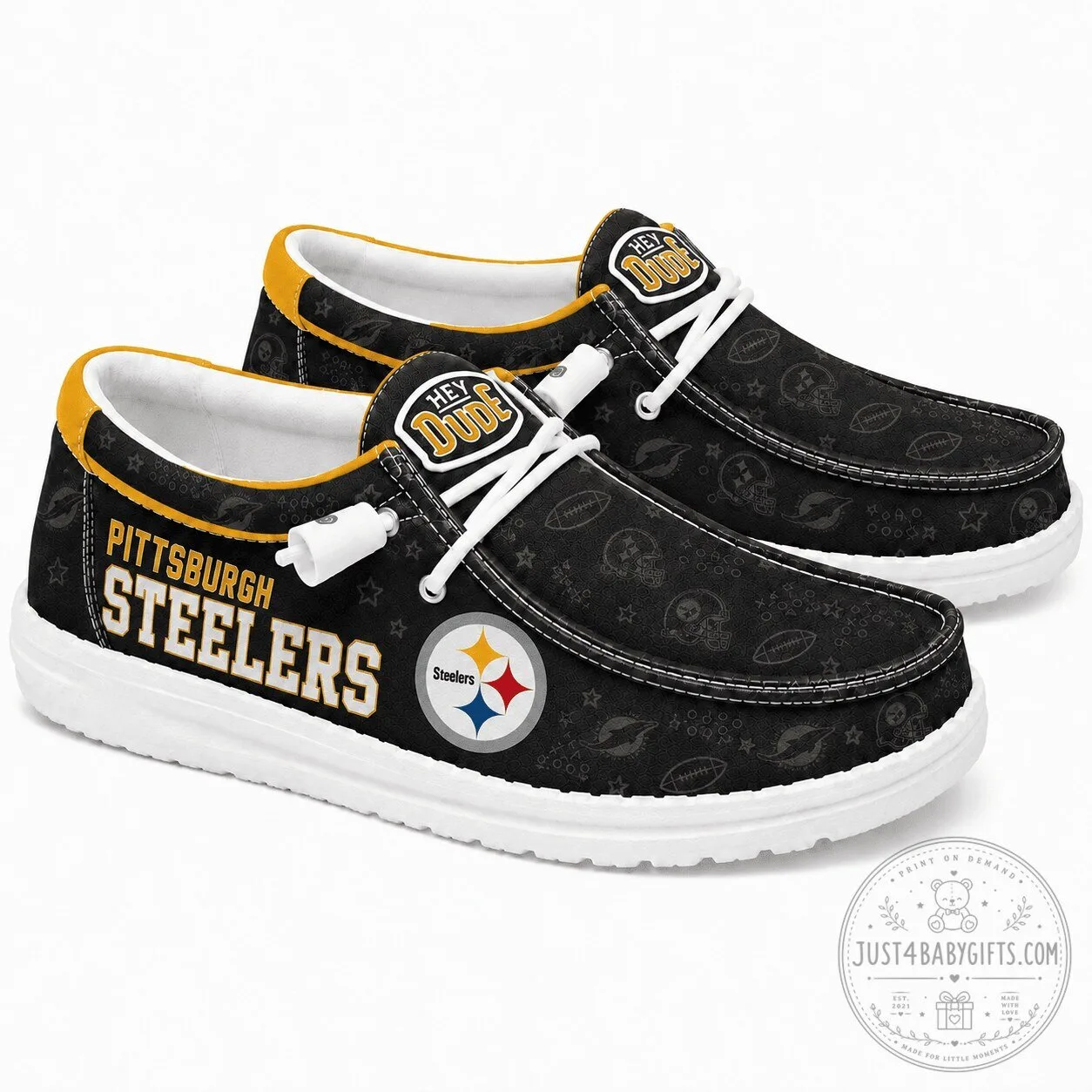 Pittsburgh Steelers Football Team Logo Black Pattern Casual Shoes