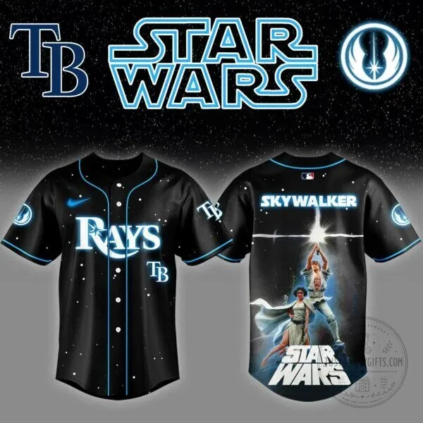 Tampa Bay Rays Baseball Jersey featuring Skywalker from Star Wars 7 Tampa Bay Rays Baseball Jersey featuring Skywalker from Star Wars