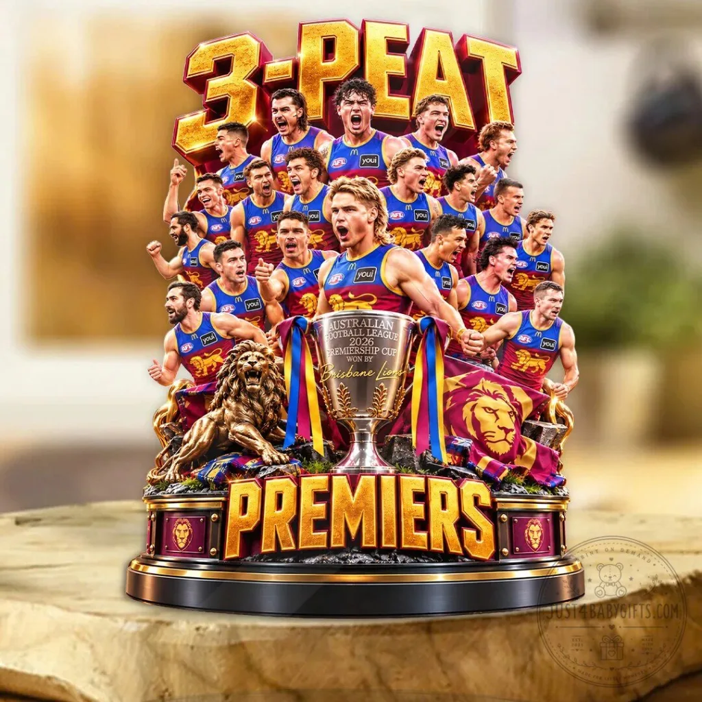 Acrylic Plaque Commemorating Brisbane Lions 2026 AFL 3-Peat Championship Victory