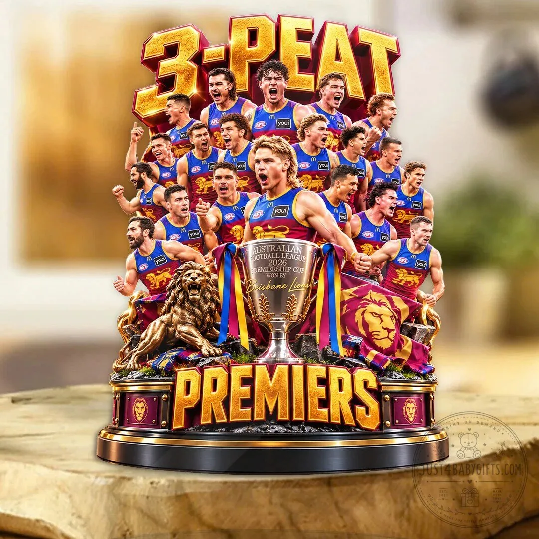 Acrylic Plaque Commemorating Brisbane Lions 2026 AFL 3-Peat Championship Victory