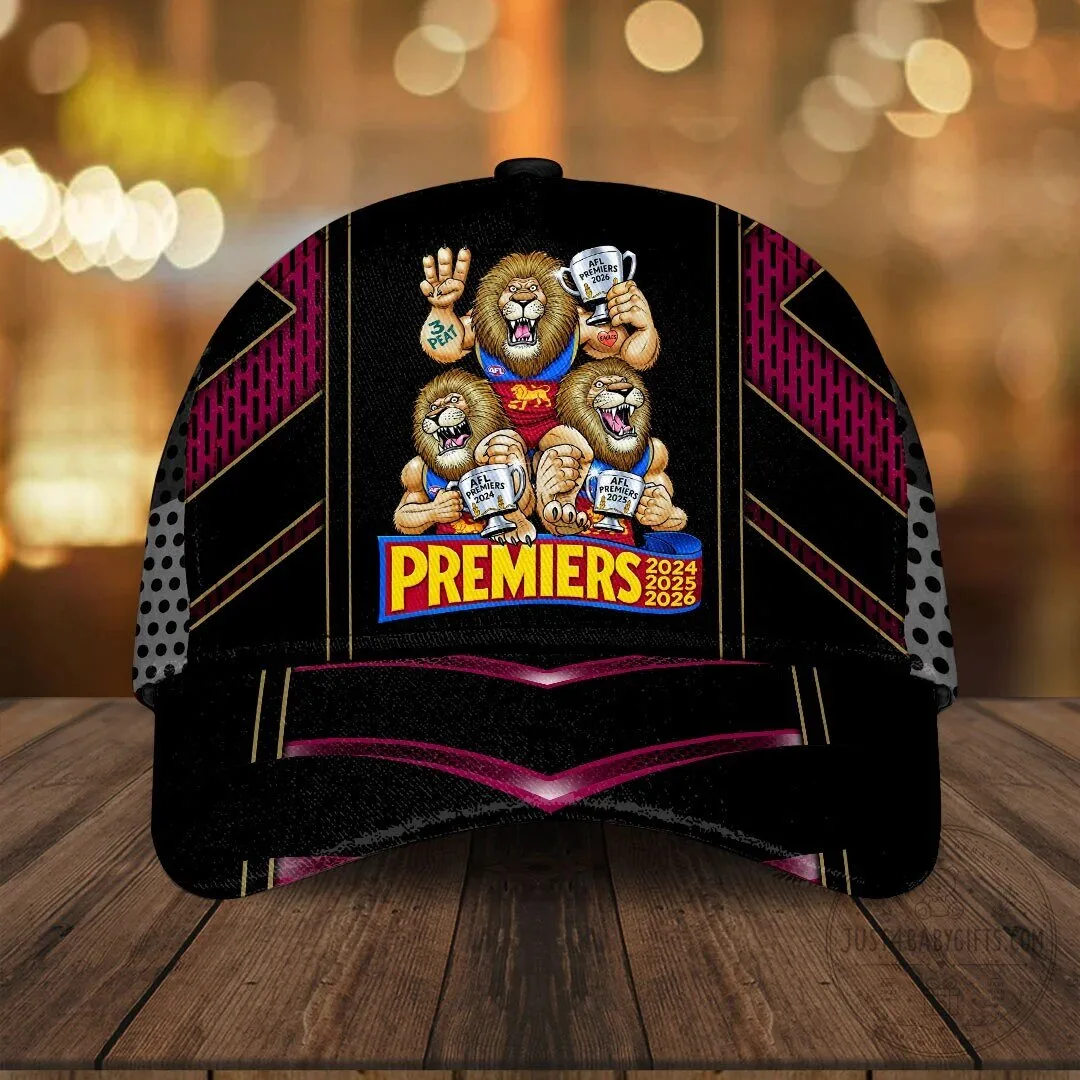 Brisbane Lions Australian Football League Premiers 2024 2025 2026 Cap Hat