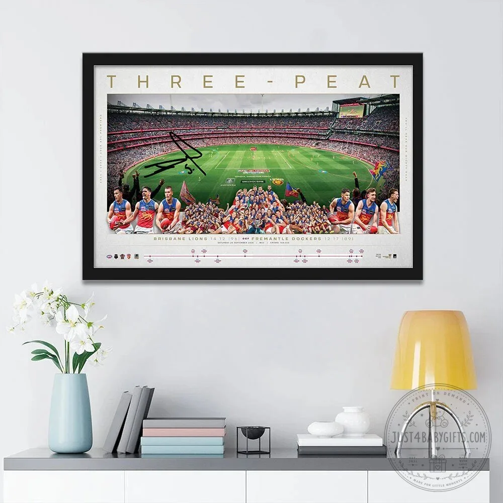Brisbane Lions Three-Peat 2026 AFL Premiers Grand Final Celebration Canvas Wall Art
