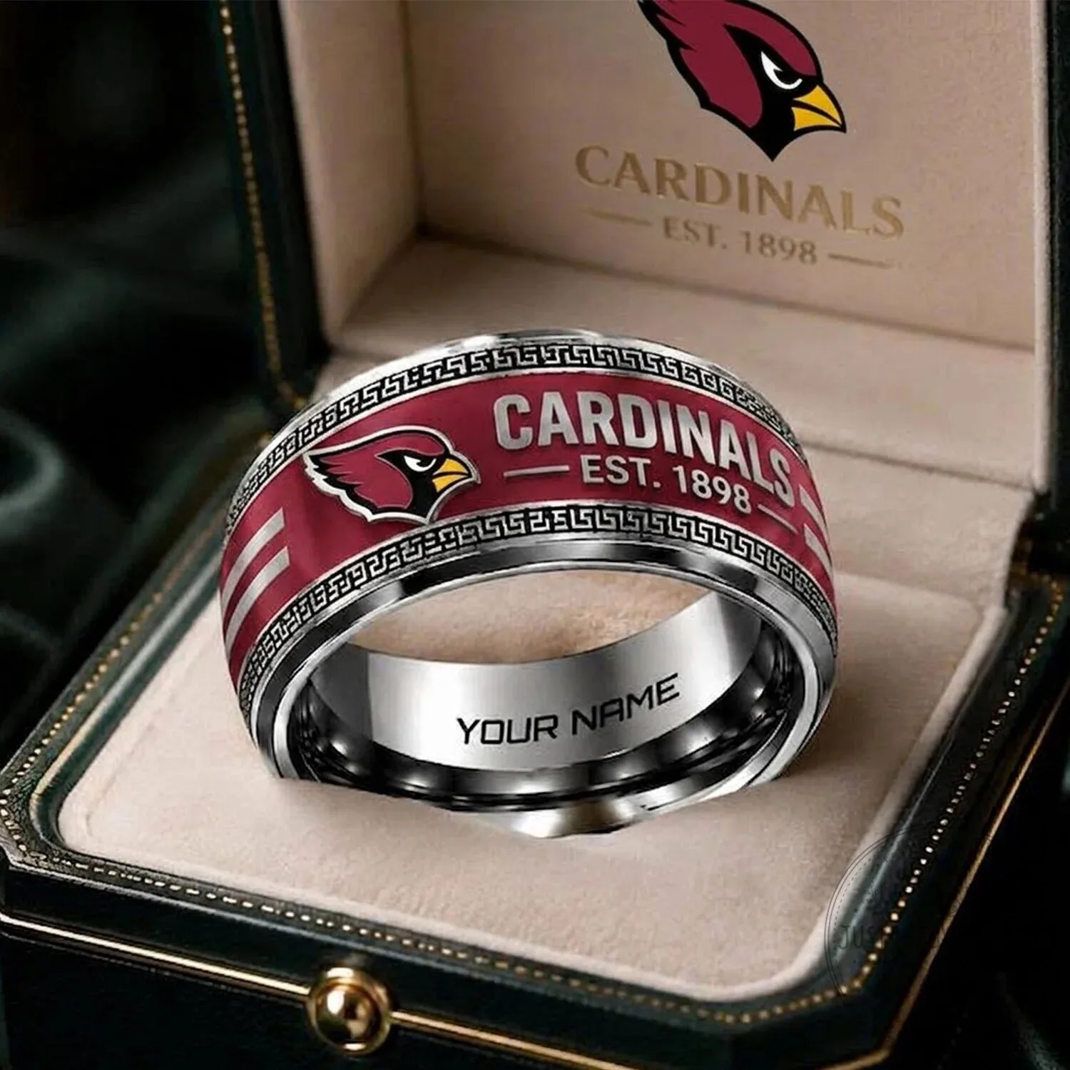 Arizona Cardinals NFL Football Team Custom Engraved Stainless Steel Ring