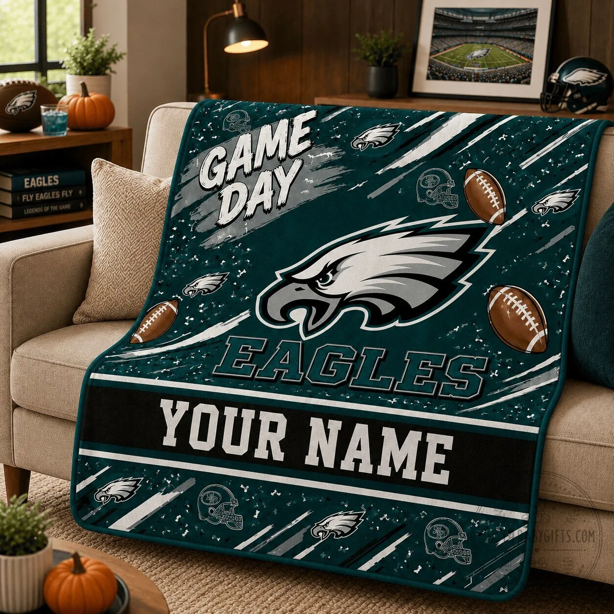 Philadelphia Eagles Fan Personalized Game Day Fleece Blanket