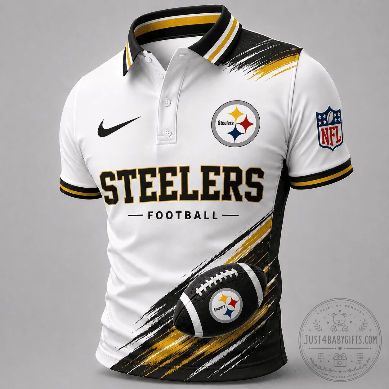 Pittsburgh Steelers Dynamic Gridiron Style Football Polo Shirt
